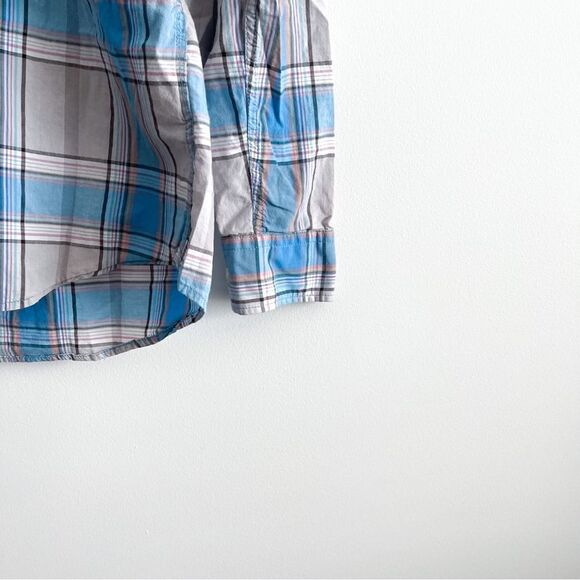 WESC Ole Shirt Plaid Blue Button Up Men's L Lightweight Long Sleeved - Picture 3 of 9